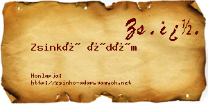 Zsinkó Ádám névjegykártya