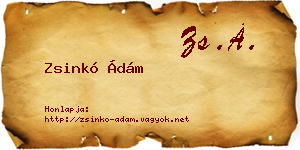 Zsinkó Ádám névjegykártya